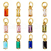 12Pcs 12 Colors Brass Micro Pave Cubic Zirconia Charms FIND-TA0005-61-1