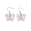 Natural Rose Quartz Brass Dangle Earrings EJEW-M081-01P-02-2