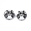 Halloween Printed Natural Wood Beads WOOD-T021-77-4