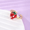 Brass Enamel Open Cuff Rings for Women RJEW-U057-19A-G-3