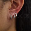 3 Pcs Elegant 925 Sterling Silver Clear Cubic Zirconia Ring Hoop Earrings ZA0253-2-3