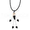 Halloween Theme Skeleton Glass Seed Beaded & Natural Black Onyx(Dyed & Heated) & Skull Dyed Synthetic Turquoise Pendant Necklaces NJEW-MZ00117-06-2
