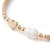 Mother's Day Jewellery Brass & Natural Pearl Braided Bead Bracelets BJEW-JB09721-01-3