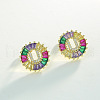 Brass Colorful Cubic Zirconia Stud Earrings WG39B88-21-1