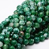 Dyed Natural Fire Crackle Agate Faceted Round Beads Strands G-E320C-12mm-01-1