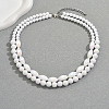 Acrylic Round Horse Eye Double Layer Beaded Necklaces for Women HK8812-3-3