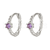 Vintage Elegant 925 Silver Cubic Zirconia Hoop Earrings AU2910-8-1