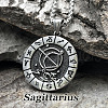 Flat Round with Engraved Twelve Constellation Alloy Pendant Necklace for Women Men WG25F4B-10-1