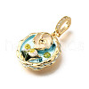 Brass Micro Pave Cubic Zirconia & Enamel Pendants KK-R222-09G-05-2