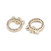 Brass Micro Pave Clear Cubic Zirconia Connector Charms KK-K351-38G-2