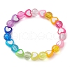 Heart & Faceted Round Acrylic Beaded Stretch Bracelets BJEW-JB10245-01-1