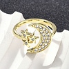 Brass Micro Pave Cubic Zirconia Cuff Rings for Women RJEW-D322-04G-2