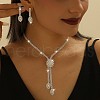 Flower & Horse Eye Alloy with Crystal Rhinestone Pendant Necklace & Stud Earring FS-WGF2591-01-2