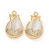 Brass Micro Pave Clear Cubic Zirconia Pendants ZIRC-F133-04G-2