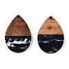 Transparent Resin & Walnut Wood Pendants RESI-N039-25A-3