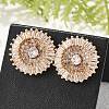 Flat Round Brass Micro Pave Clear Cubic Zirconia Stud Earrings for Women EJEW-G428-13G-2