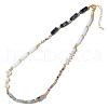 Bohemian Style Natural Sesame Jasper & White Jade Cuboid & Natural Pearl Beaded Necklaces PY9545-5