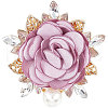 Cloth Rose with Crystal Rhinestone Brooch Pin JEWB-WH0028-13LG-1