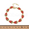 Brass Emenal Link Bracelets for Women BJEW-S175-01G-5