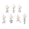 7Pcs 7 Styles Natural Howlite Starfish & Alloy Sea Animals Pendants PALLOY-JF03752-02-1