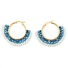 304 Stainless Steel & Bohemian Beaded Fan Hoop Earrings for Women EJEW-R001-01G-01-2