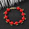 Brass Enamel Link Bracelets BJEW-K278-01A-G-2