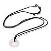 Natural Mixed Stone Ring Pendant Necklace with Waxed Cords NJEW-R262-01B-3