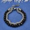Natural Silver Leaf Jasper Round Beads Multi-strand Bracelets BJEW-D330-02P-07-1