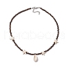 Summer Beach Synthetic Turquoise Starfish & Natural Cowrie Shell Pendant Necklaces NJEW-JN05207-4
