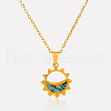 Stylish 304 Stainless Steel Pave Natural Paua Shell Crescent Moon Sun Pendant Necklaces BR0389-3-4