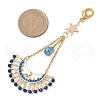 Moon Star Synthetic Blue Spinel & Glass Seed Pendant Decoration HJEW-MZ00115-3