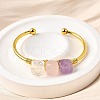Natural Rose Quartz & Amethyst & Crystal Quartz Beads Cuff Bangles for Women BJEW-Q035-01G-03-4