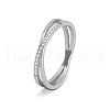 304 Stainless Steel Micro Pave Clear Cubic Zirconia Finger Rings for Women FS-WG1B662-06-2