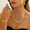 Elegant Middle Eastern Brass Coin Tassels Bracelets & Earrings & Necklaces & Rings Set for Women TA2928-2