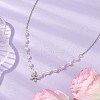 Bowknot Brass Micro Pave Cubic Zirconia Pendant Necklaces NJEW-JN04908-2