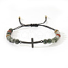 Natural Prehnite Round Bead Braided Bead Bracelets FL7803-2-2