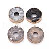 Edge Golden Plated Natural Druzy Agate Pendants G-S359-185-1