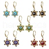 Star of David Evil Eye Handmade Glass Seed Beads with Lampwork Hoop Earrings EJEW-MZ00389-2