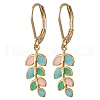 Leaf 304 Stainless Steel Enamel Leverback Earrings EJEW-JE06261-4