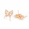 Brass Micro Pave Clear Cubic Zirconia Stud Earrings Findings KK-T062-121G-NF-2