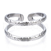 304 Stainless Steel Double Line Open Cuff Ring RJEW-N040-20-2
