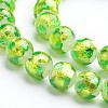 Handmade Silver Foil Glass Round Beads FOIL-I008-02-3
