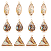 AHADERMAKER 12Pcs 3 Styles Brass Pave Paua Shell Pendants SHEL-GA0001-22-1