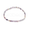 Natural Fluorite Cube Beaded Stretch Bracelet for Women BJEW-JB08976-02-1