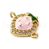 Brass Micro Pave Clear Cubic Zirconia Fruit Connector Charms KK-I276-15P-B02-2