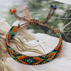 Bohemian Style Rhombus Pattern Glass Seed Beaded Braided Bead Bracelets WG1D303-01-2