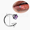 Claw Cone 304 Stainless Steel Cubic Zirconia Hoop Lip Rings FS-WG1AB27-07-1