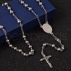 Crucifix Cross Stainless Steel Rosary Bead Necklaces NJEW-O096-27-1