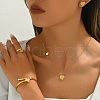 Stainless Steel Love Heart Bangle & Earrings & Necklaces & Rings Set for Women Party Dating WS6276-3