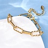 304 Stainless Steel Paperclip Chain Bracelets for Women BJEW-Z128-01G-03-3